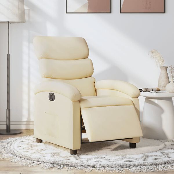 vidaXL Electric Recliner Chair Cream Fabric (100% polyester), metal, plywood