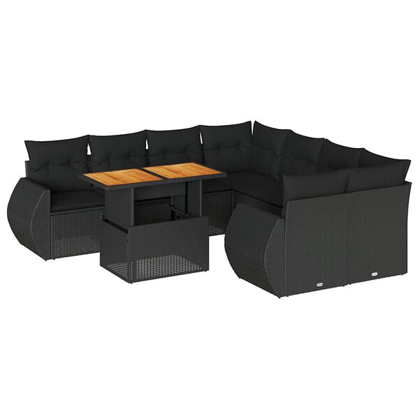 vidaXL Garden Sofa Set Black