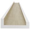 vidaXL Wall Shelf Set of 2 White and Sonoma Oak MDF 45.3x3.5x1.2 in