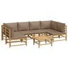 vidaXL Garden Lounge Set Natural Bamboo Bamboo, Polyester Medium Modular