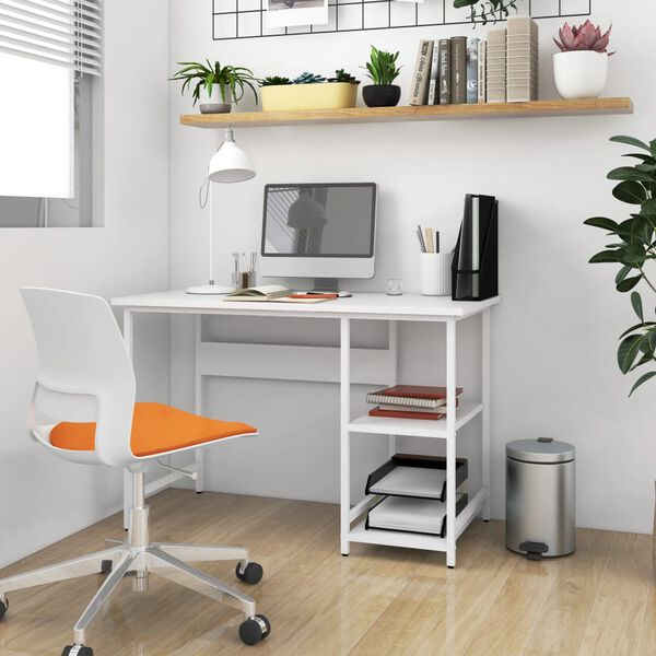 vidaXL Computer Desk White MDF, powder-coated metal Medium Durable