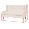 vidaXL Sofa Set Cream White Polyester, Wood Medium Modern Sofa Set