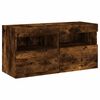 vidaXL 7 Piece TV Wall Stand Set with LED Lights Smoked Oak