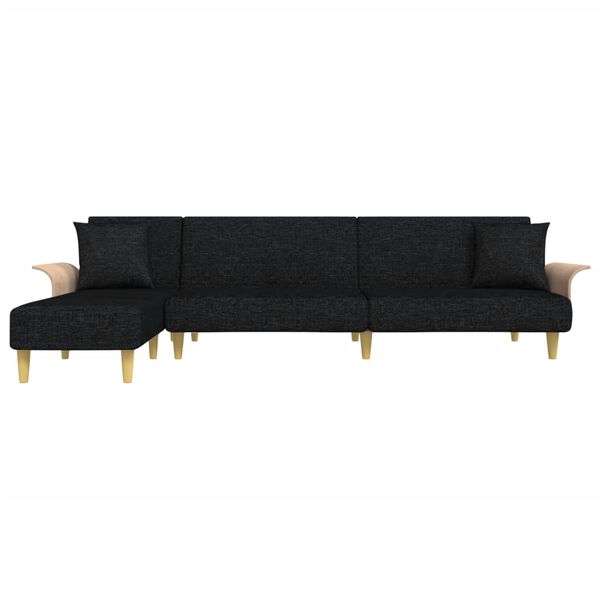 vidaXL L-shaped Sofa Bed Black 109.8"x55.1"x27.6" Fabric