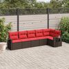 vidaXL 6 Piece Garden Sofa Set with Cushions Brown Poly Rattan