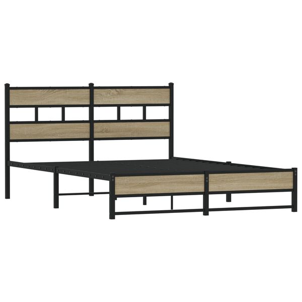 vidaXL Bed Frame Sonoma Oak Steel Double Bed Frame Rectangular