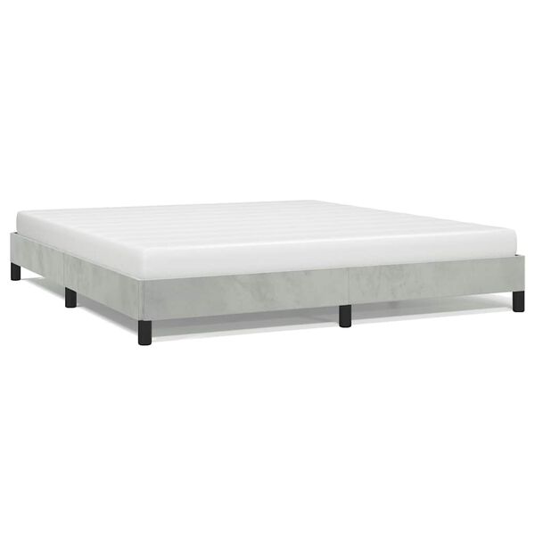 vidaXL Bed Frame Light Grey Velvet, Plywood, Engineered Wood