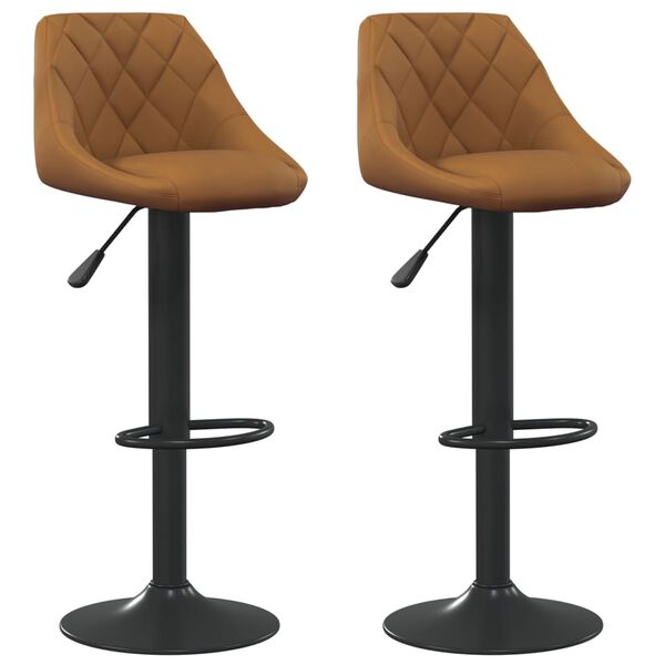 vidaXL Bar Stool Set of 2 Brown Velvet (100% polyester), steel