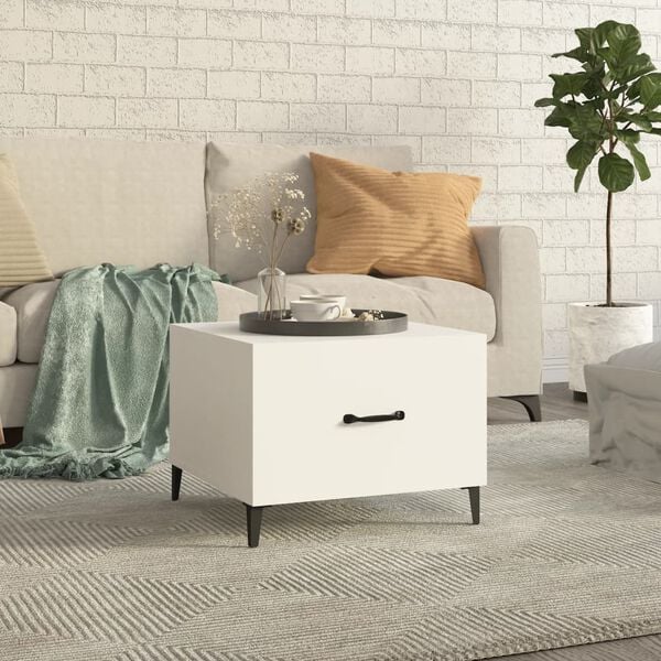 vidaXL Coffee Table White Engineered wood 20 x 20 x 15.7 in Coffee Table