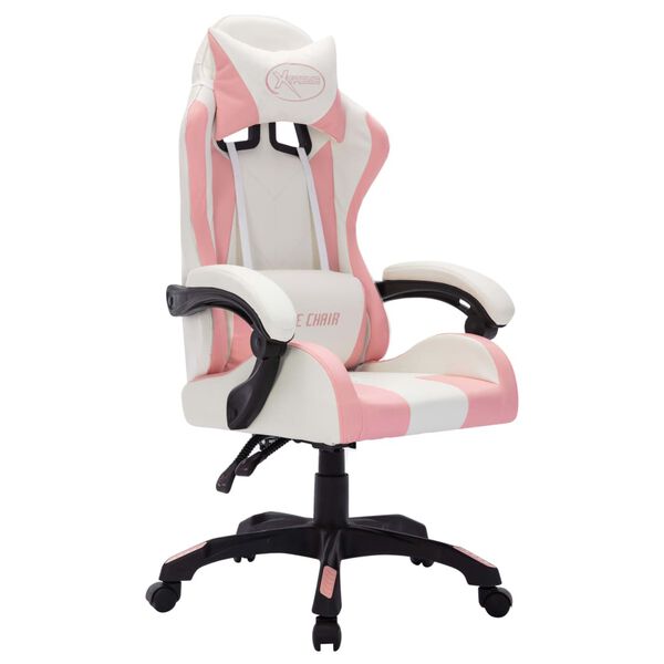 vidaXL Racing Chair Pink and Black 80% PVC, 15% Polyester, 5% Cotton