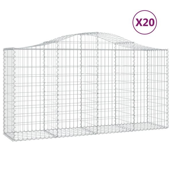vidaXL Gabion Basket Set of 20 Silver Galvanized iron Large Durable