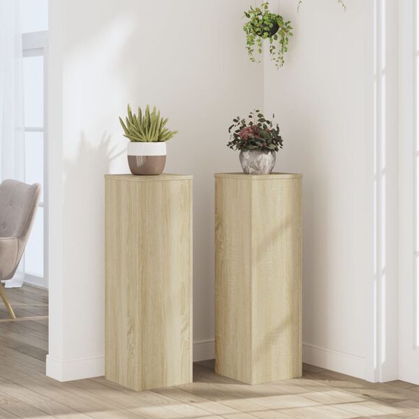 vidaXL Plant Stand Set of 2 Sonoma oak Engineered wood Tall