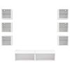 vidaXL TV Wall Unit Set of 8 White Engineered wood, glass 8 Piece Set