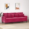 vidaXL 3-seater Sofa Wine red Velvet (100% polyester), metal, textilene