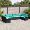 vidaXL Garden Sofa Set with Storage 10 pcs Black Poly Rattan