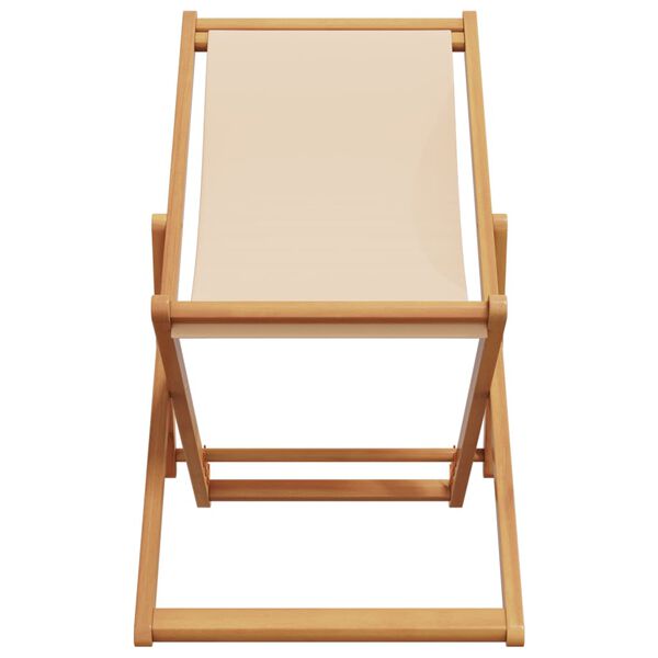 vidaXL Beach Chair Beige Solid eucalyptus wood, polyester Standard