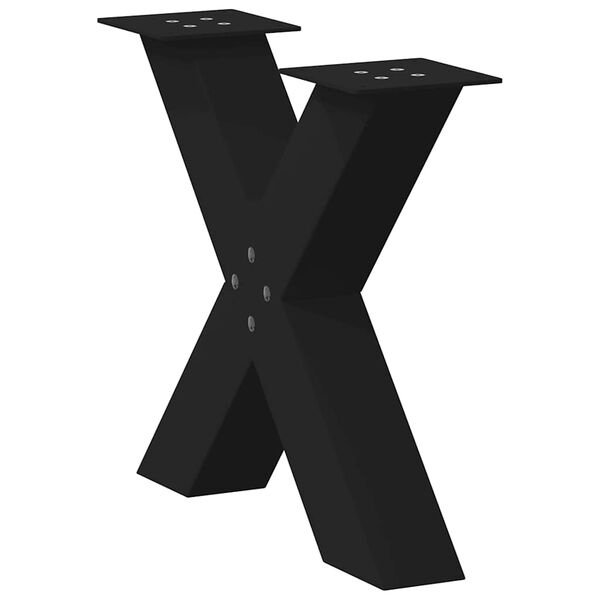 vidaXL Coffee Table Leg Set of 2 Black Powder-coated Steel Medium