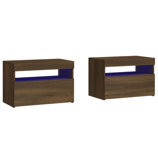 vidaXL Bedside Cabinet Set of 2 Brown Oak Engineered wood