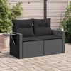 vidaXL Garden Sofa Black PE Rattan 2-seater Adjustable Feet Foldable