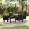 vidaXL Garden Dining Set with Cushion 5 pcs Black Poly Rattan