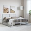 vidaXL Bed Frame White Powder-Coated Steel King Sturdy Bed Frame