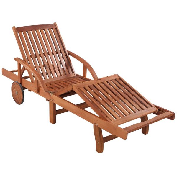 vidaXL Sun Lounger And Table Brown Solid acacia wood Standard Foldable