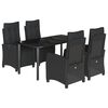 vidaXL 5 Piece Patio Dining Set with Cushions Black Poly Rattan