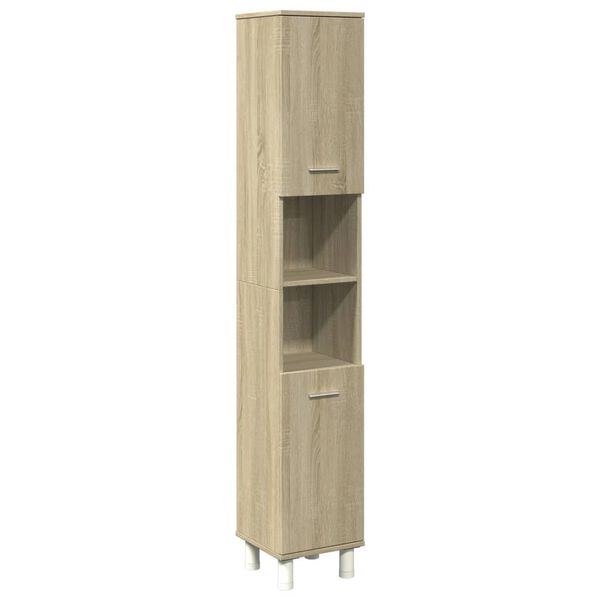 vidaXL Bathroom Cabinet Sonoma Oak Engineered Wood Tall Bathroom Cabinet