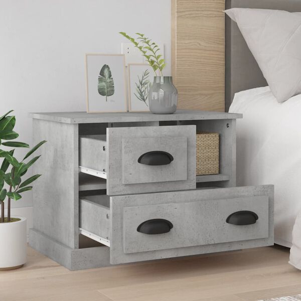 vidaXL Bedside Cabinet Concrete Grey Engineered Wood Medium