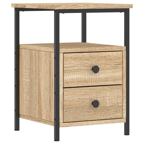 vidaXL Bedside Cabinet Sonoma oak Engineered wood Medium Adjustable Feet