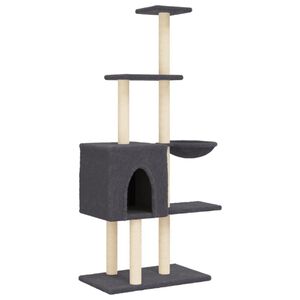 vidaXL Cat Tree Dark Grey Engineered wood, plush, sisal Medium Cat Tree