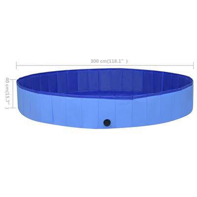 vidaXL Foldable Dog Swimming Pool Blue 118.1"x15.7" PVC