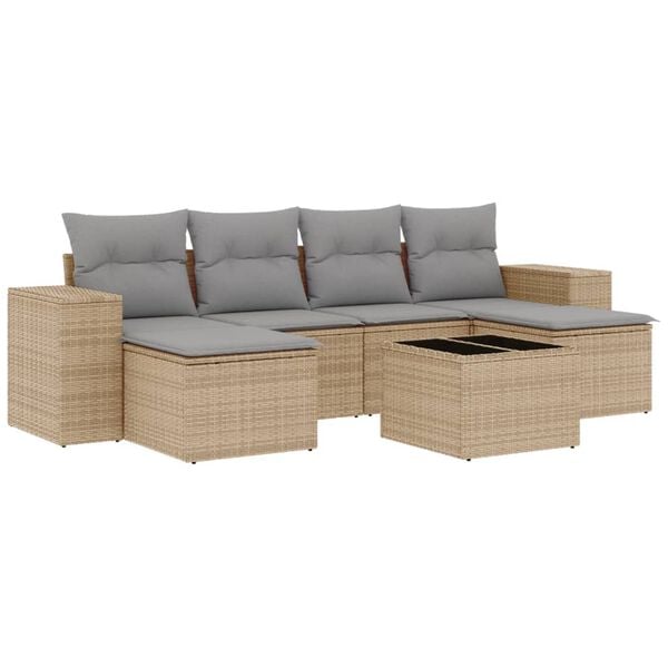 vidaXL Garden Sofa Set Beige, Light Grey