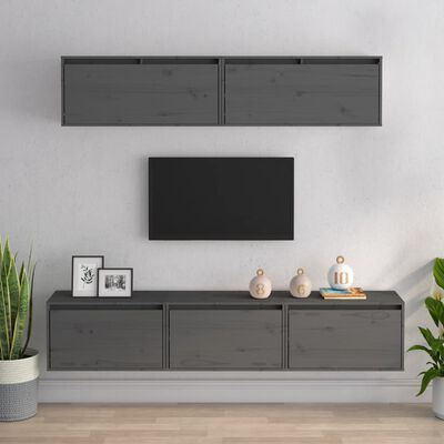 vidaXL TV Stands 5 Pcs Gray Solid Wood Pine