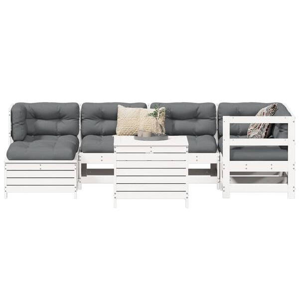 vidaXL Garden Sofa Set White Solid Pine Wood Large