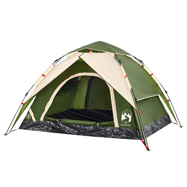 vidaXL Camping Tent Dome 3-Person Green Quick Release