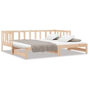 vidaXL Day Bed Natural Pine Solid Pine Wood Twin Extendable Day Bed