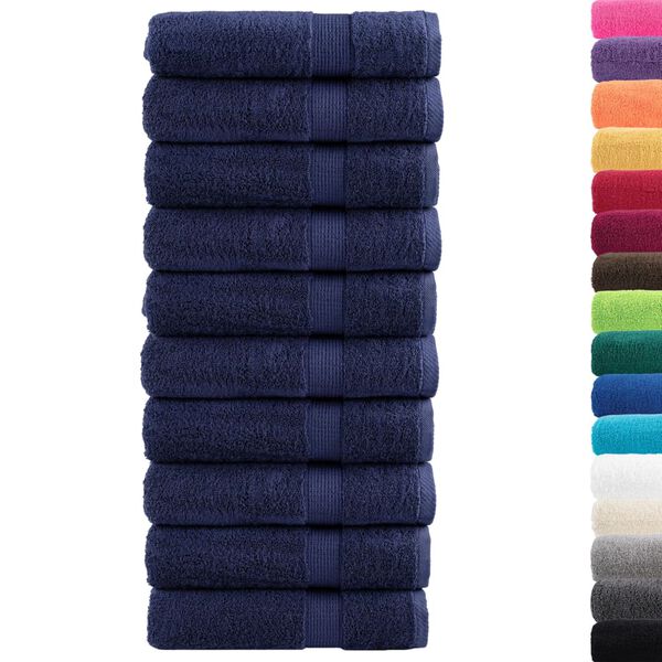 vidaXL Shower Towel Set of 10 Navy Blue 100% Cotton 27.6 x 55.1 in