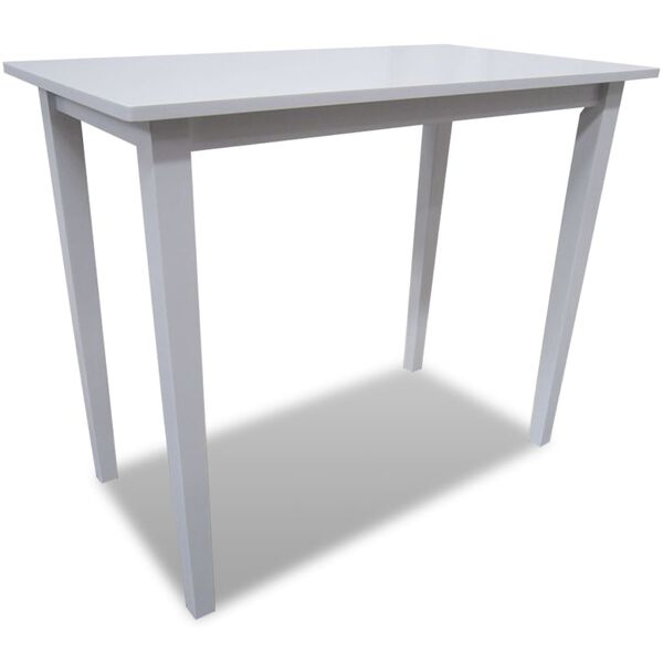 vidaXL Bar Table White Rubberwood legs 43.3 in L x 23.6 in W x 35.7 in H