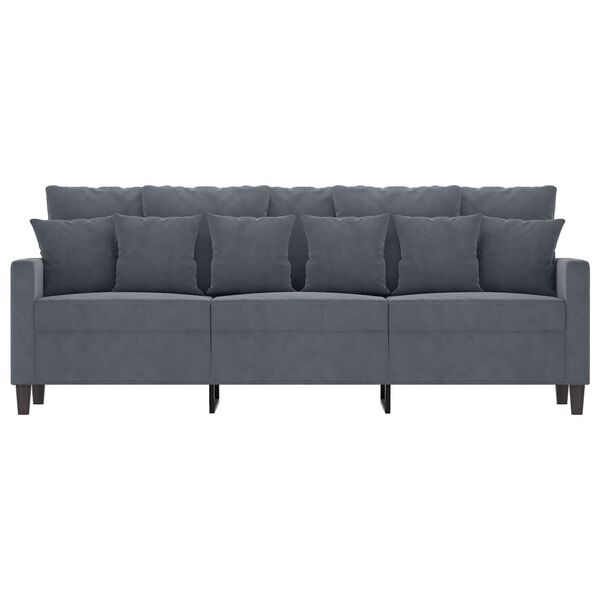 vidaXL 3-seater Sofa Dark grey Velvet, metal, textilene 3-seater