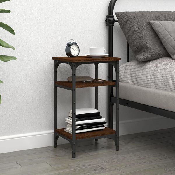 vidaXL Side Table Brown Oak Engineered Wood Compact Levelers