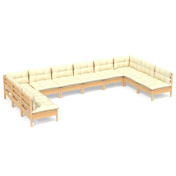 vidaXL Garden Lounge Set Cream Solid pinewood, fabric (100% polyester)