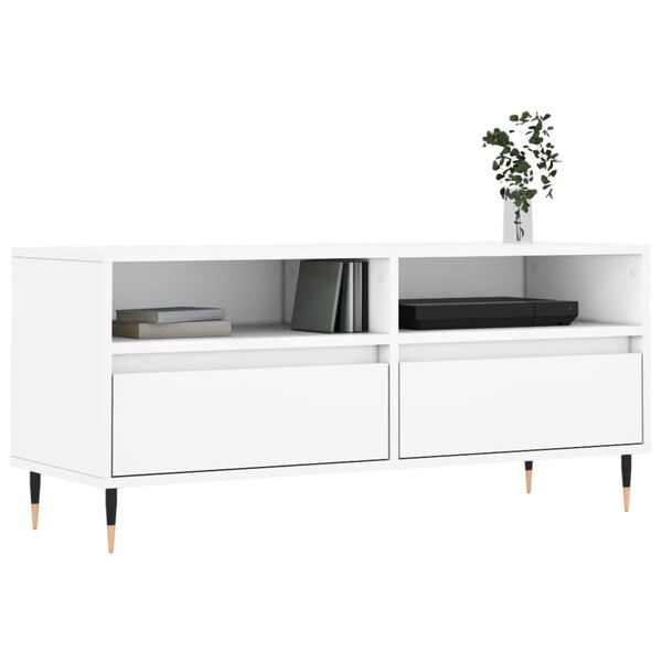 vidaXL TV Cabinet White Engineered wood, iron Medium TV Cabinet