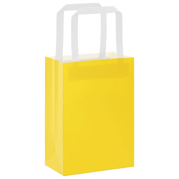 vidaXL Paper Bags 250 pcs with Handles Yellow 15x8x21 cm