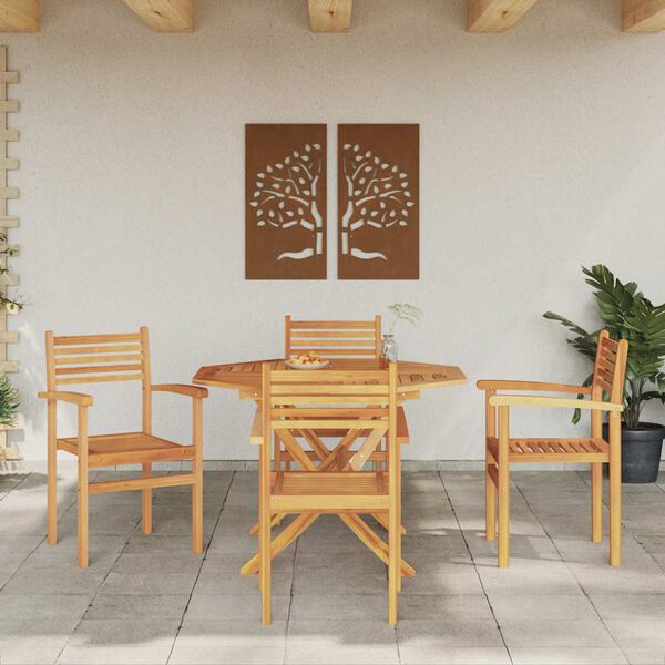 vidaXL Chair 4 pcs Brown 56 x 55 x 90.5 cm Solid Teak Wood