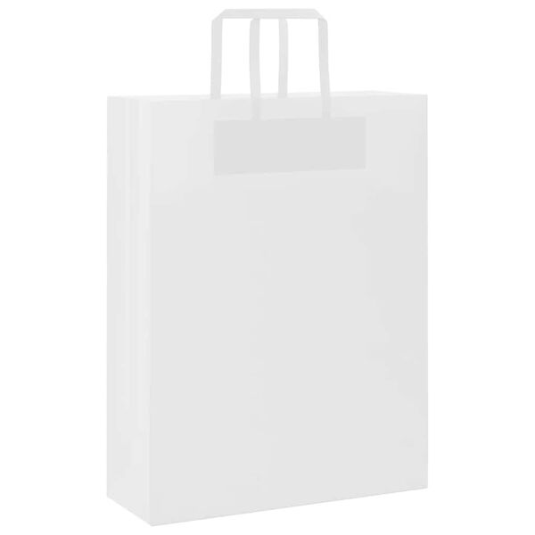 vidaXL Paper Bags 250 pcs with Handles White 12.6x4.7x16.5"