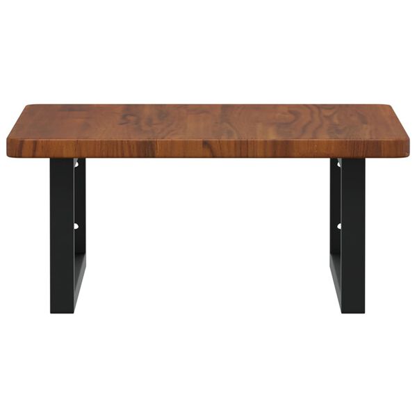 vidaXL Basin Shelf Dark Brown, Black Solid oak wood, Steel Medium