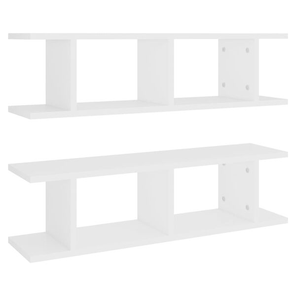 vidaXL Wall Shelf Set of 2 White Engineered wood 29.5 x 7.1 x 7.9 in