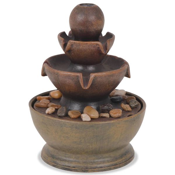 vidaXL Indoor Fountain Brown Polyresin Small Decorative Inlays