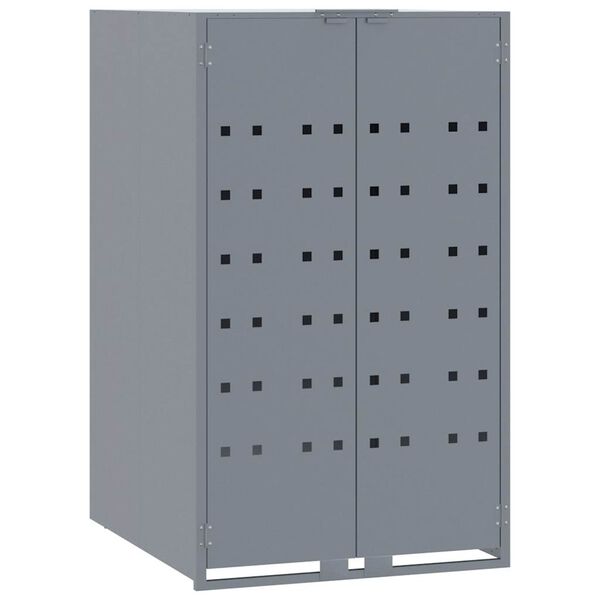 vidaXL Wheelie Bin Storage for Single Bin Grey 27.2x31.1x46.1" Steel